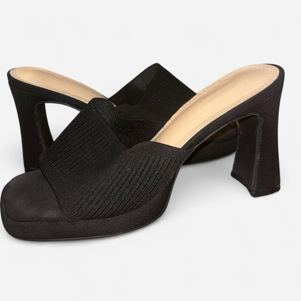 Black chunky platform heels